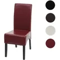 Einzelst�ck | Esszimmerstuhl Latina, Küchenstuhl Stuhl, Leder ~ rot, dunkle Beine