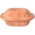 Römertopf RUSTICO Dampfgar-Bräter aus Naturton, Terrakotta, 2,5 kg/4 Personen, 35 x 22,5 x 16,5 cm, Unterteil glasiert, fettarmes Garen, für Mikrowelle & Backofen, spülmaschinengeeignet