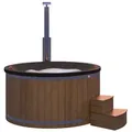 Wolff Finnhaus Badebottich Hot Tub Typ 5 Ø 225 cm mit Acrylwanne, Massagesystem, Luftsprudelsystem & LED-Beleuchtung Acrylwanne in schwarz Thermoholz