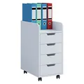 VCM my office Konal Mini Rollcontainer weiß 4 Auszüge 33,0 x 40,0 x 65,0 cm