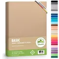 leevitex® Spannbettlaken Jersey aus 100% Baumwolle, für Kinder- & Standardmatratzen, Jersey, Gummizug: rundum, (1 Stück), 100% Baumwolle, anschmiegsam & dehnbar, diverse Größen und Farben beige 90 - 100 cm x 200 cm