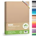 leevitex® Spannbettlaken 90x200cm - 100x200cm | Spannbetttuch Bettlaken | 100% Jersey Baumwolle | Matratzenhöhe bis 25 cm | Öko-tex | Sand/Beige