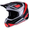 Alpinestars Motocross-Helm S-M7 Rise - Schwarz/Silber/Flo Rot Glossy