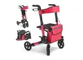 Juskys Rollator Vital faltbar, leicht & höhenverstellbar aus Aluminium bis 130 kg mit Sitz Rot