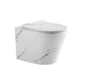 sanicomfort Hänge WC Set Nakia – Spülrandloses, Hygienisches Wand-WC Tiefspüler aus Hochwertiger Sanitärkeramik in Marmor, Kompakt, Modern inkl. Soft-Close WC-Sitz