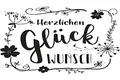 Rayher Hobby 29109000 Holzstempel Herzlichen Gluckwunsch, 8 x 9 cm, Textstempel, perfekt zum Gestalten von Karten, Umschlägen u.v.m., Butterer Schrift-Stempel