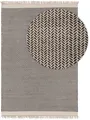 benuta Pure Wollteppich Kim - Schwarz/Weiß 80x120 cm - Baumwolle,Wolle - Rechteckig & im Style: Ikat, Hygge & Cozy, Minimalistisch - Pflegeleicht für Wohnzimmer Schlafzimmer