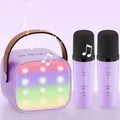 Wowstar Karaoke-Maschine mit 2 Mikrofonen, [Premiumversion] Tragbares Bluetooth Karaoke Maschine Musikinstrumente Equipment für Kinder Erwachsene mit & LED-Lichter Jungen Mädchen Geschenke