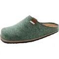 Fischer Herren Hausschuh Filz Pantoffel Leder Fußbett Helge 0924, Größe:45 EU, Farbe:Grün - Grün - 45