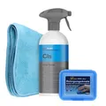 Auto Lackreinigung Set | Petzoldt's Reinigungsknete Blau 100 Gramm + Koch Chemie Clay Spray Gleitmittel 500ml | Lackknete zur Entfernung von Flugrost Harz Teerflecken vom Autolack