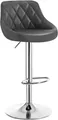 WOLTU 1er Set Barhocker Barstuhl leichte reinige Kunstleder, Gute gepolsterte Sitzfläche, Höhenverstellbar 360° Drehbar, Farbwahl, Grau