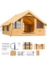 VEVOR Aufblasbares Zelt für Camping, 5-8 Personen Zelt mit Handpumpe, 4x3x2,2 m Glamping-Zelt mit 2 Oberlichtern, Baldachin, Ofenanschluss, 2 Türen, Netzfenstern & Aufbewahrungstasche