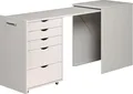 INTER-FURN Regal-Schreibtisch Voltera (1-St), kleiner Massivholz Schreibtisch, groß ausziehbar von 57 zu 164 cm, Massivholz Kiefer, Weiß lackiert | Massivholz Kiefer, Weiß lackiert