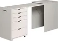 INTER-FURN Regal-Schreibtisch "Voltera", (1 St.), kleiner Massivholz Schreibtisch, groß ausziehbar von 57 zu 164 cm, Massivholz Kiefer, Weiß lackiert + Massivholz Kiefer, Weiß lackiert H/T: 77 cm x 50 cm