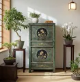 OPIUM OUTLET Kleiderschrank Möbel Asia Vintage Schrank chinesisch (Wohnzimmer Schlafzimmer Landhaus Antik-Stil, asiatisch chinesisch orientalisch) Hochzeitsschrank Hoch-Kommode komplett montiert
