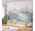Bellabino Hausbett Bia mit Lattenrost (natur, optional mit Matratze), Bodenbett mit Rausfallschutz, verfügbar in 80x160 & 90/120/140x200 cm