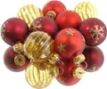 Christbaum-Micro-Kugeln Rot & Goldfarben 3er mix Ø 3 cm aus Glas - 9er Set