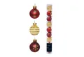 Decoris season decorations Christbaumschmuck, Weihnachtskugeln Glas mit Motiven 3cm rot / gold Mix, 9er Set