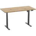 Mid.you Schreibtisch, Schwarz, Honigeiche, Metall, Holzwerkstoff, rechteckig, 50x71x110 cm, höhenverstellbar, Arbeitszimmer, Schreibtische, Bürotische