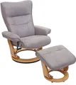 MCA Relaxsessel Montreal, Fernsehsessel Hocker, Stoff/Textil 130kg belastbar hellgrau, naturbraun