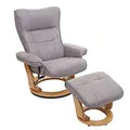 MCA Relaxsessel Montreal, Fernsehsessel Hocker, Stoff/Textil 130kg belastbar - hellgrau, naturbraun