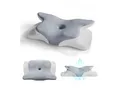 Juskys Nackenkissen 1er Set - Ergonomisch & Memory-Foam, Anpassungsfähig, Atmungsaktiv - weiß / grau