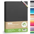 leevitex Jersey Spannbettlaken 200x220 cm – 100% Baumwolle, Steghöhe 40 cm, Spannbetttuch für Boxspringbett & Wasserbett, Oeko-TEX Standard 100, Anthrazit