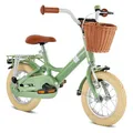 PUKY YOUKE Classic 12 | Kinderfahrrad ab 3 Jahre | Kinderfahrrad 12 Zoll | Ab 3 Jahren | Retro Fahrrad für Kinder mit Korb & Rücktrittbremse | Höhenverstellbar | Made in Germany | Retro Green