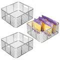 mDesign Stahldraht-Aufbewahrungskorb für die Küche, für Speisekammer, Schrank, Schrank, Organisation, hält Lebensmittel, Nudeln, Snacks, Carson-Kollektion, 3er-Pack, Chrome