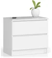 Milord FURNITURE Kommode mit 2 Schubladen 60 cm breit Holz Schrank B60xH55xT40 cm (Highboard Anrichte Schlafzimmer Wohnzimmer Flur Büro Organizer)