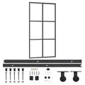 vidaXL Schiebetür mit Beschlag Glasschiebetür Glastür Glas Schiebe Tür Schiebetürsystem Laufschiene Schiebetürbeschlag ESG-Glas Aluminium 102x205cm