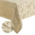 Elrene Home Fashions Elegant Woven Leaves Jacquard Damask Tablecloth, 60" x 84" Oblong, Taupe