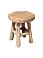 Spetebo Teak Blumenhocker 17 x 15 cm rund - natur / klein - Holz Pflanzen Hocker mit 4 Füßen - Echtholz Deko Massivholz Blumen Pflanzen Ständer