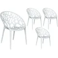 LC Garden Vomo 4er Set Gartenstühle Weiß Stapelstühle Kunststoff stapelbar