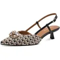 Tamaris Slingpumps, Trichterabsatz, Businesschuh, Festtagsschuh, glänzende Schmucksteine schwarz 37 EU