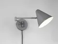 Retro LED Innen Wandleuchte Anthrazit mit Stecker, Schalter Schwenkarm und Kabel
