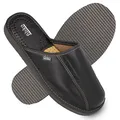 filsko® Tarm - Slippers Herren - geschlossen - EVA Sohle - Naturleder - rutschfest - atmungsaktiv - schwarz - 45 EU