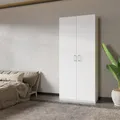 Forte HOME NOOK Mehrzweckschrank 90 40, moderner Drehtürenschrank mit 2 Türen, Flur, Holzwerkstoff, Weiß, 88,9 cm breit x 210,5 cm hoch x 42 cm tief