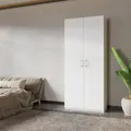Forte Home Nook Mehrzweckschrank 90 40, moderner Drehtürenschrank mit 2 Türen, Flur, Holzwerkstoff, Weiß, 88,9 cm breit x 210,5 cm hoch x 42 cm tief