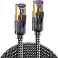 7,5m CAT7 Patchkabel Nylon (10 Gbit/s, S/FTP Schirmung, Kupfer) Gigabit Netzwerkkabel Ethernet Cable Kabel RJ45 Stecker POE CAT 7 LAN für PC PS5 Router Modem TV Switch Laptop - Schwarz