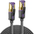 deleyCON 7,5m CAT7 Patchkabel Nylon (10 Gbit/s, S/FTP Schirmung, Kupfer) Gigabit Netzwerkkabel Ethernet Cable Kabel RJ45 Stecker POE CAT 7 LAN für PC PS5 Router Modem TV Switch Laptop - Schwarz