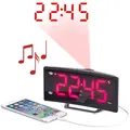 auvisio Projektions-Radiowecker mit Curved-Display, Dual-Alarm & USB-Ladeport