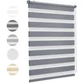 Sekey Doppelrollo Klemmfix ohne Bohren für Fenster Blickdicht 80x200cm Dunkelgrau