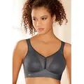 Sport-BH ANITA ACTIVE "Air Control Delta Pad", Damen, Gr. 95, Cup B, grau (anthrazit), Netz, Frottee, Obermaterial: 49% Polyamid, 39% Polyester, 12% Elasthan, matt, Mesh, Netz, durchscheinend, unifarben, Basic, regular fit, BHs, doppellagige Cups, Powertüll im Rücken, Schale schmal geschnitten