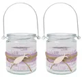 ZauberDeko Windlicht Windlicht Glaube Liebe Hoffnung Lila Fisch Kommunion Konfi 9cmH 2Stk
