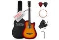 Rocktile Westerngitarre WSD-5C Slim Line Akustikgitarre Set - Dreadnought Akustik Gitarre, Set inkl. Tasche, Ersatzsaiten, Gurt und Plektren