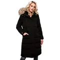 Marikoo Schneejacke Marikoo Schneesternchen Damen Winter Steppjacke B890 langer Parka mit abnehmbarer Kapuze schwarz S (36)