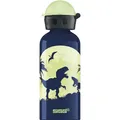 SIGG Glow Moon Dinos Kinder Trinkflasche (0.4 L), schadstofffreie Kinderflasche mit auslaufsicherem Deckel, federleichte Trinkflasche aus Aluminium