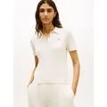 Tommy Hilfiger Poloshirt CO CABLE POLO-NK SS SWEATER mit Zopfmuster, Regular Fit beige M (40)