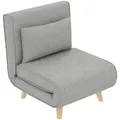 Homcom Schlafsessel,, Hellgrau, Holz, Teilmassiv,Kautschukholz, 1-Sitzer, Füllung: Polyester, 78x79x72 cm, Wohnzimmer, Sessel, Schlafsessel